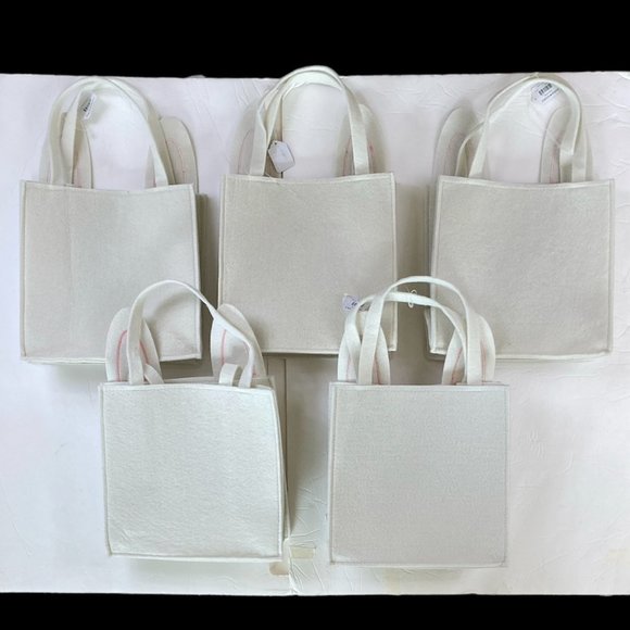 Paper Source Bunny Felt CRAFT Tote Bag, 10"x10" White/Pink Bunny Party Gift Bag - Picture 3 of 16